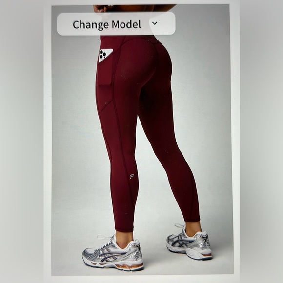 NWT- Fabletics PureLuxe High-Waisted Pocket 7/8 Leggings -MERLOT (24” Inseam) - Picture 10 of 12